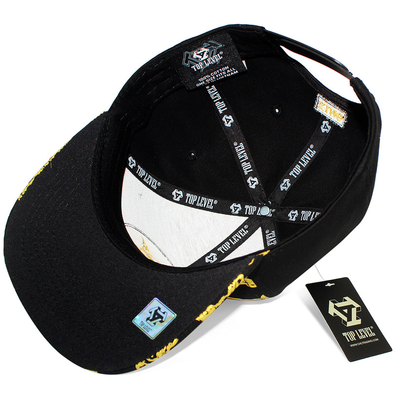 TOP LEVEL : KING | Luxury Gold Chain All Over Print Design Snapback Cap