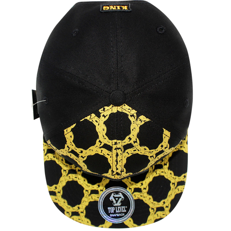 TOP LEVEL : KING | Luxury Gold Chain All Over Print Design Snapback Cap