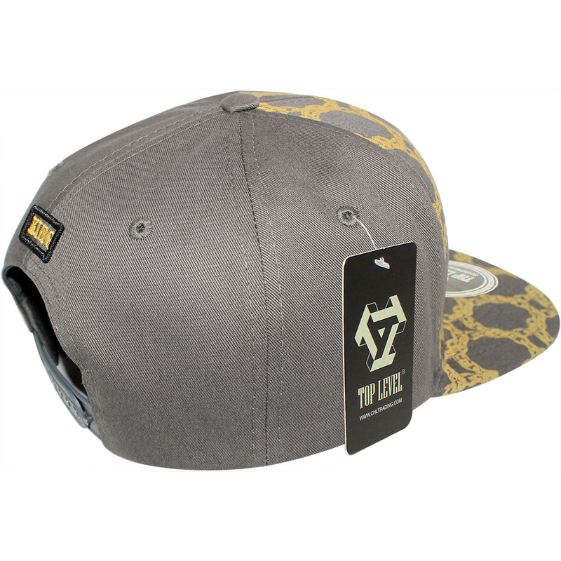 TOP LEVEL : KING | Luxury Gold Chain All Over Print Design Snapback Cap