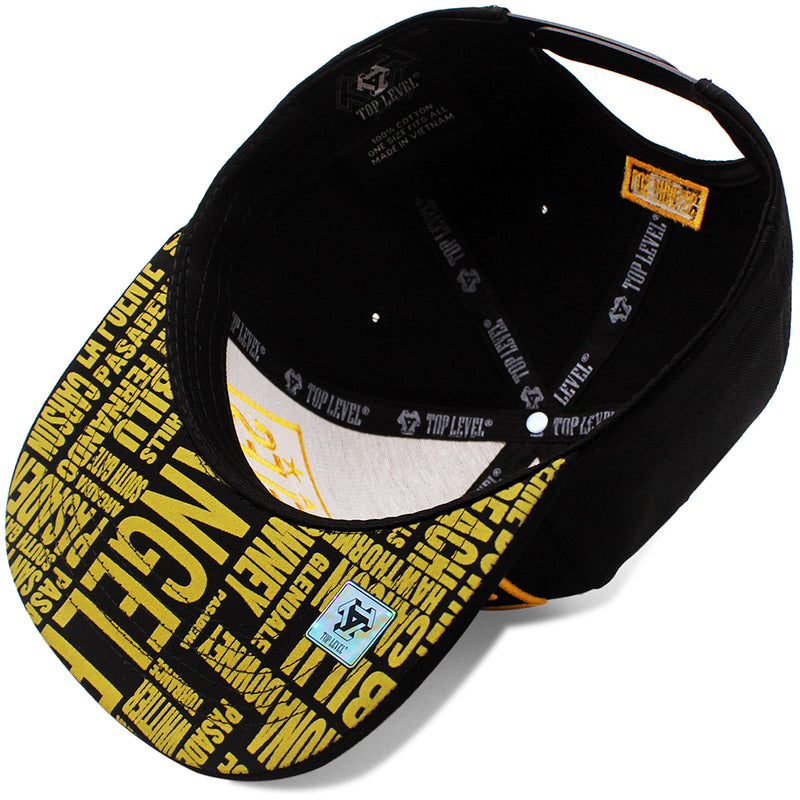 TOP LEVEL : LOS ANGELES | Embossed Verbiage Embroidery with Car Plate Design Snapback Cap