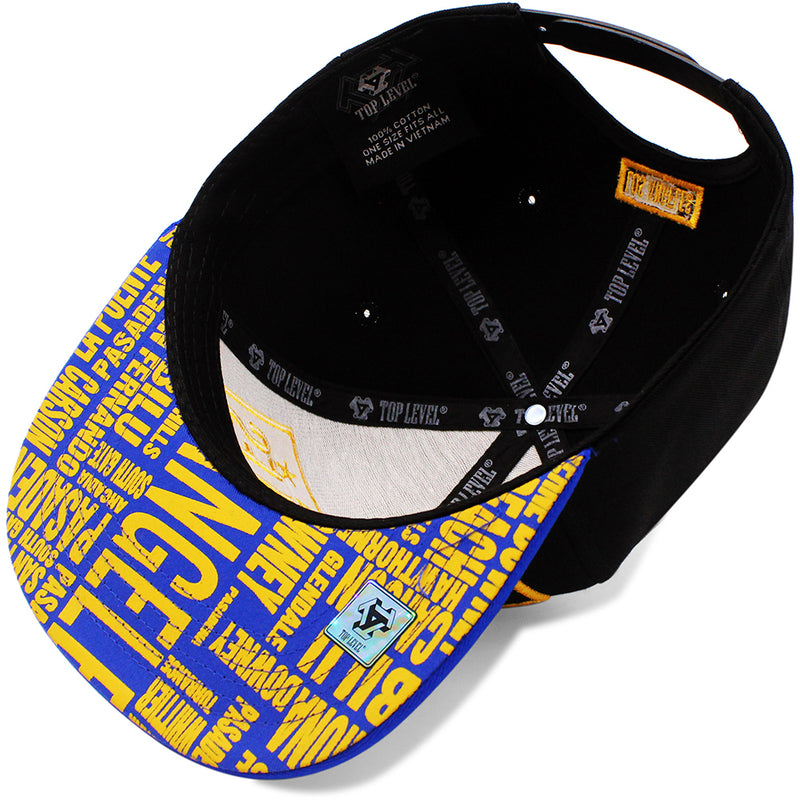 TOP LEVEL : LOS ANGELES | Embossed Verbiage Embroidery with Car Plate Design Snapback Cap