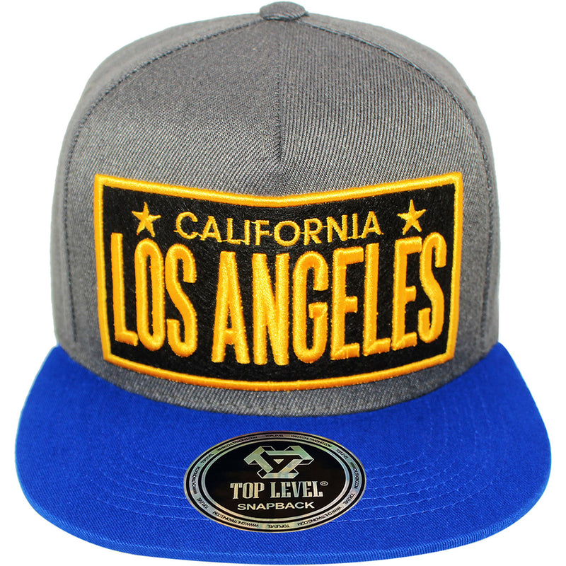 TOP LEVEL : LOS ANGELES | Embossed Verbiage Embroidery with Car Plate Design Snapback Cap