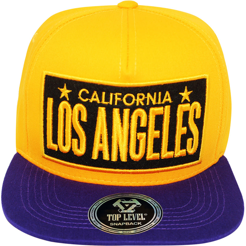 TOP LEVEL : LOS ANGELES | Embossed Verbiage Embroidery with Car Plate Design Snapback Cap