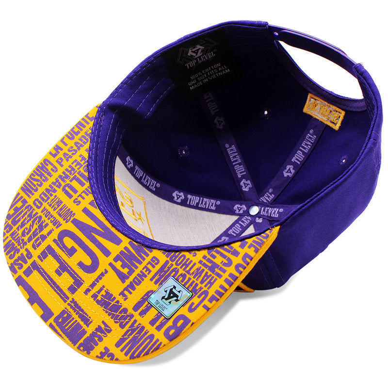 TOP LEVEL : LOS ANGELES | Embossed Verbiage Embroidery with Car Plate Design Snapback Cap