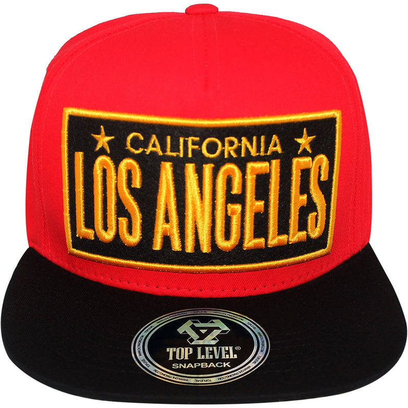 TOP LEVEL : LOS ANGELES | Embossed Verbiage Embroidery with Car Plate Design Snapback Cap