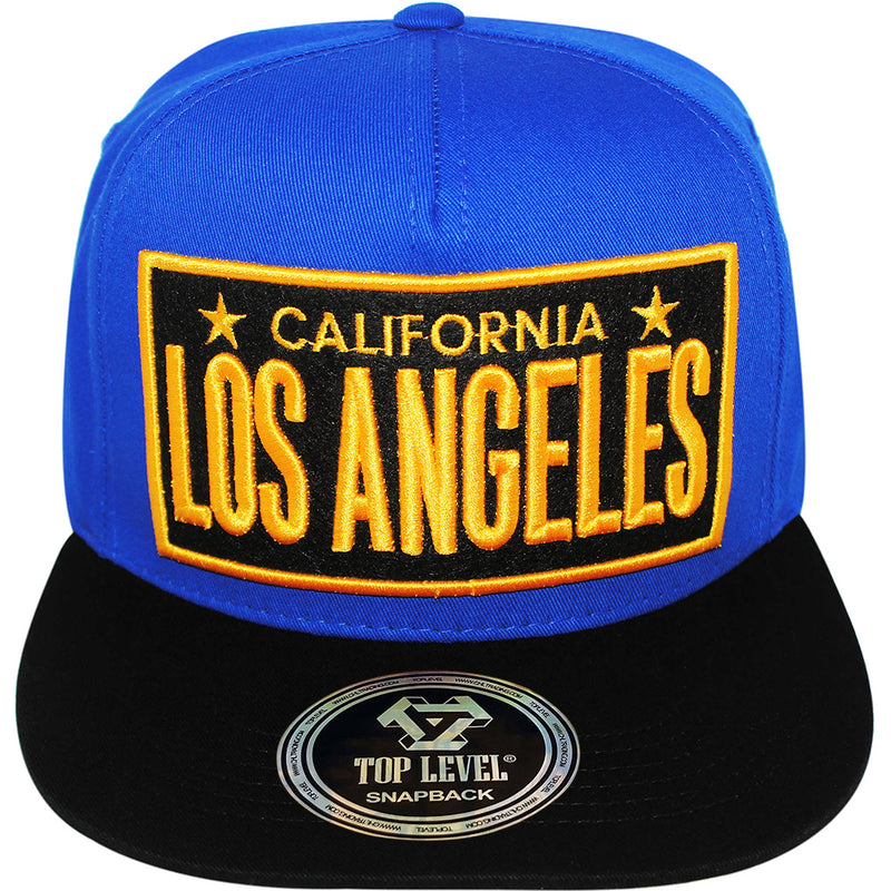 TOP LEVEL : LOS ANGELES | Embossed Verbiage Embroidery with Car Plate Design Snapback Cap