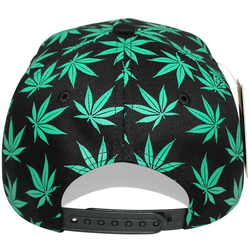 TOP LEVEL : MARIJUANA | Front Raised Embroidery with All-over Marijuana Print Design Snapback Cap