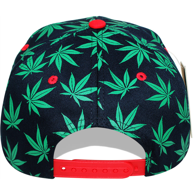 TOP LEVEL : MARIJUANA | Front Raised Embroidery with All-over Marijuana Print Design Snapback Cap