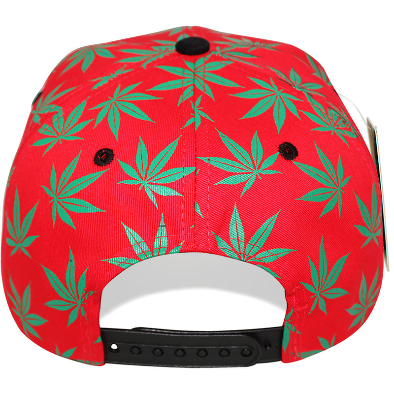 TOP LEVEL : MARIJUANA | Front Raised Embroidery with All-over Marijuana Print Design Snapback Cap