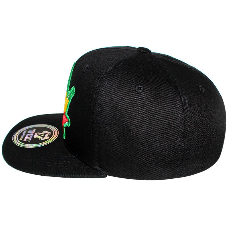 TOP LEVEL : MARIJUANA | Front-raised Marijuana with Rasta Color Design Snapback Cap