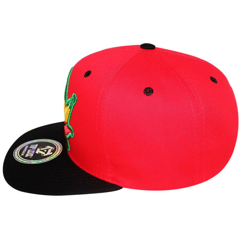 TOP LEVEL : MARIJUANA | Front-raised Marijuana with Rasta Color Design Snapback Cap