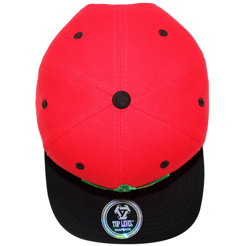 TOP LEVEL : MARIJUANA | Front-raised Marijuana with Rasta Color Design Snapback Cap