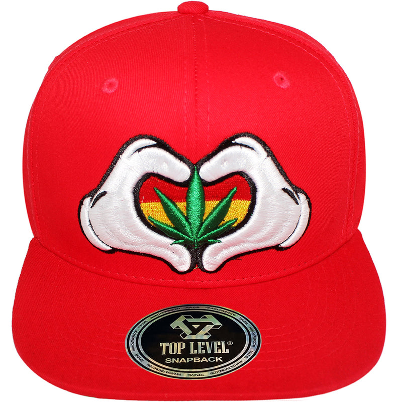 TOP LEVEL : MARIJUANA | Funny Cartoon Hands Embroidery Design Snapback Cap