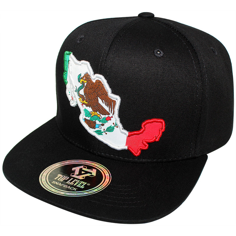 TOP LEVEL : MEXICO | Map with Mexico Flag Sublimation Patch Design Snapback Cap