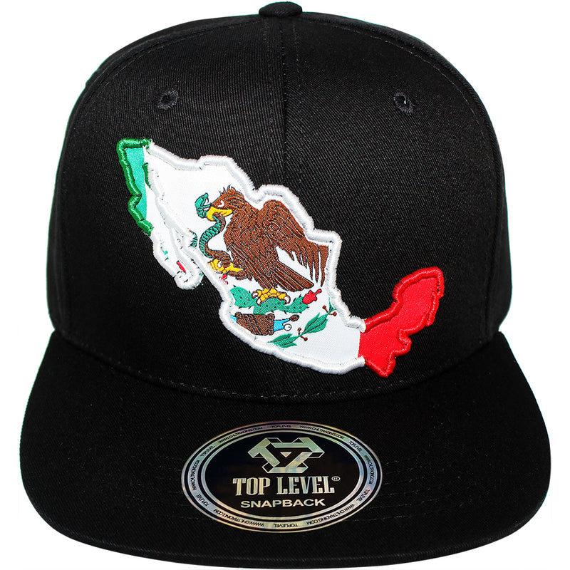 TOP LEVEL : MEXICO | Map with Mexico Flag Sublimation Patch Design Snapback Cap