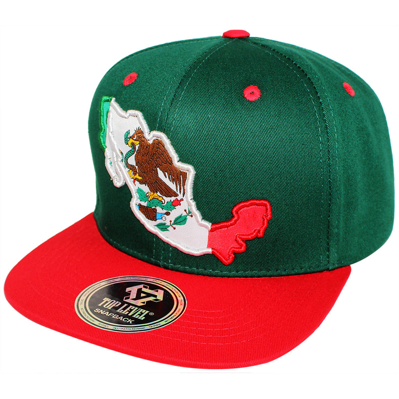 TOP LEVEL : MEXICO | Map with Mexico Flag Sublimation Patch Design Snapback Cap