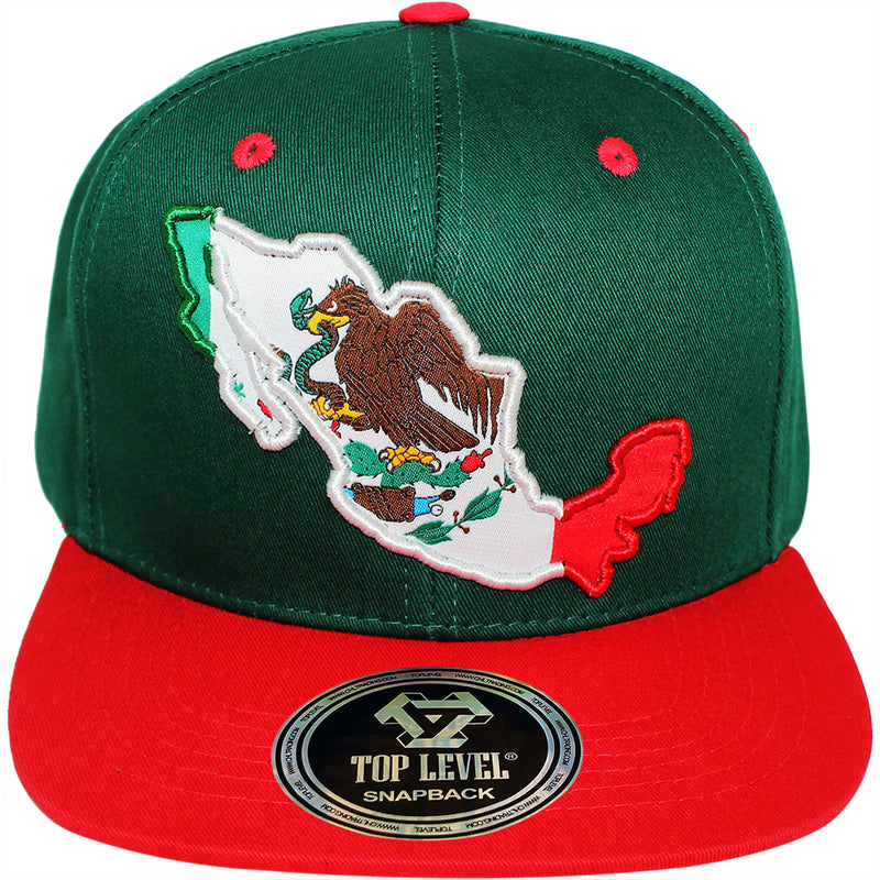 TOP LEVEL : MEXICO | Map with Mexico Flag Sublimation Patch Design Snapback Cap