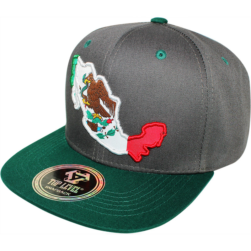 TOP LEVEL : MEXICO | Map with Mexico Flag Sublimation Patch Design Snapback Cap