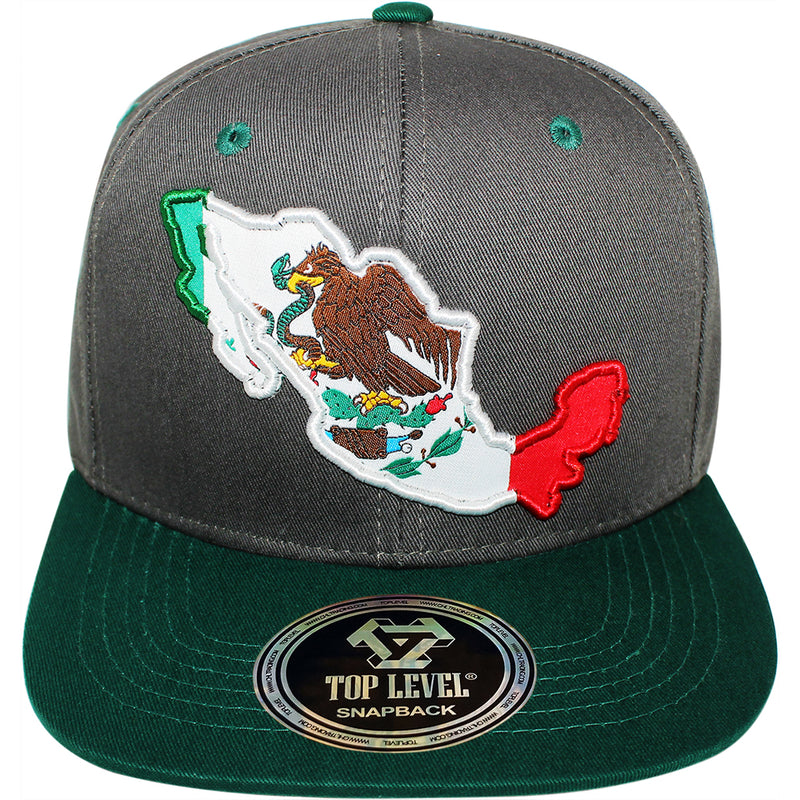 TOP LEVEL : MEXICO | Map with Mexico Flag Sublimation Patch Design Snapback Cap