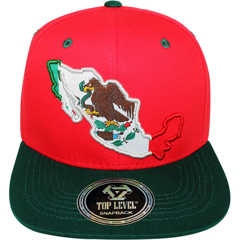 TOP LEVEL : MEXICO | Map with Mexico Flag Sublimation Patch Design Snapback Cap