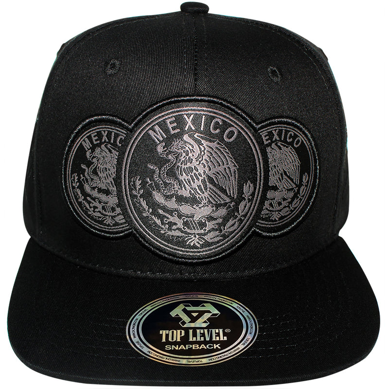 TOP LEVEL : MEXICO | Three Mexican Coat of Arms Patches Design Snapback Cap