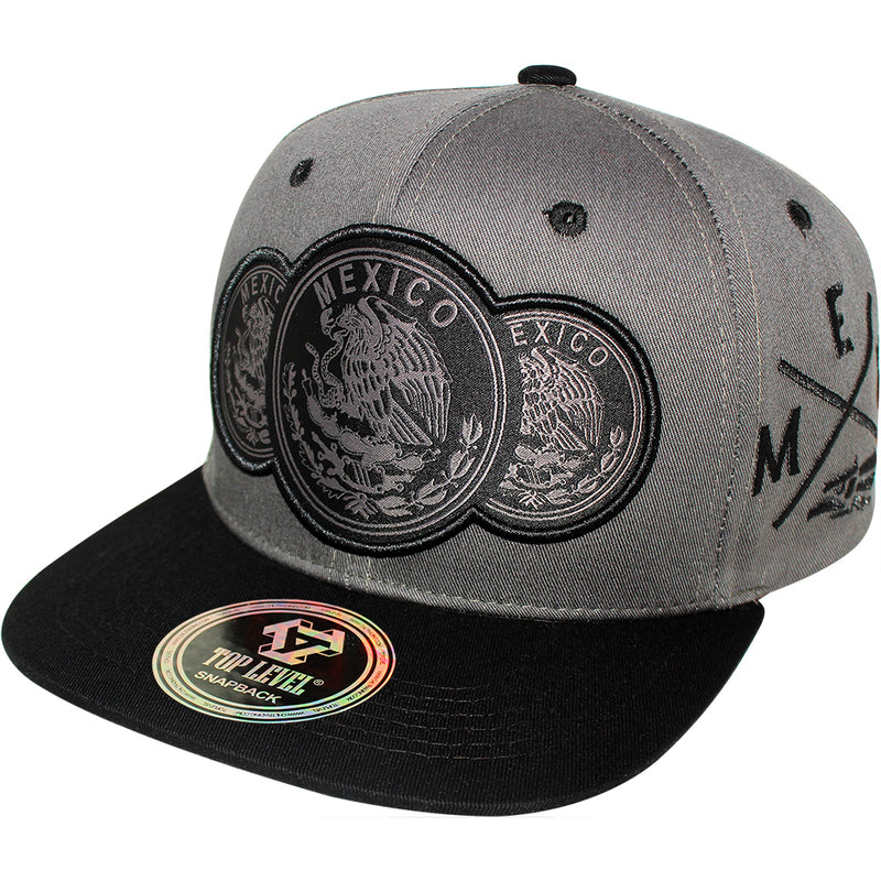 TOP LEVEL : MEXICO | Three Mexican Coat of Arms Patches Design Snapback Cap