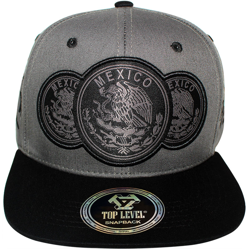 TOP LEVEL : MEXICO | Three Mexican Coat of Arms Patches Design Snapback Cap