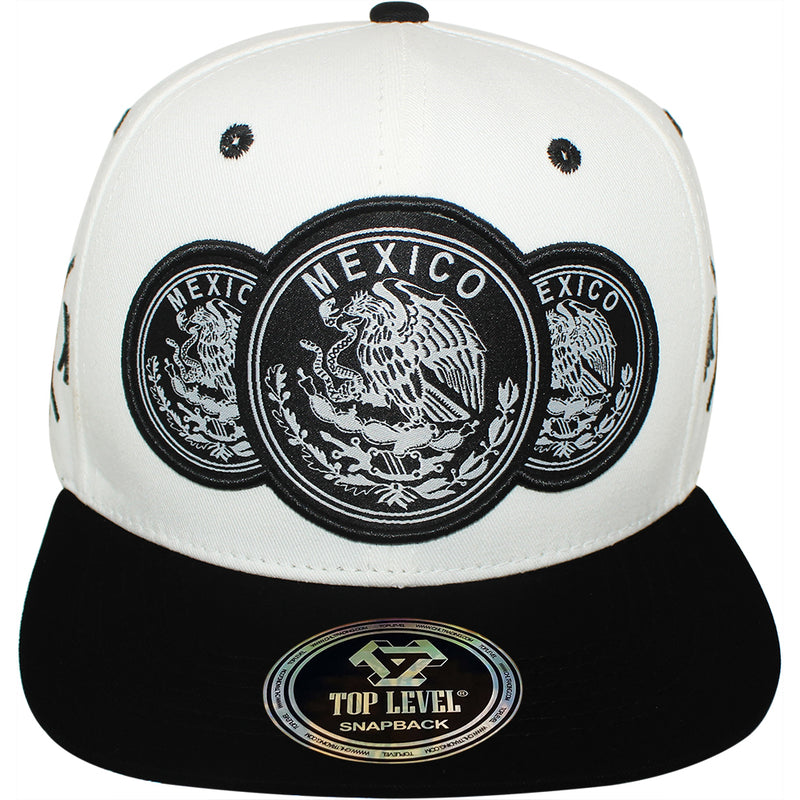 TOP LEVEL : MEXICO | Three Mexican Coat of Arms Patches Design Snapback Cap