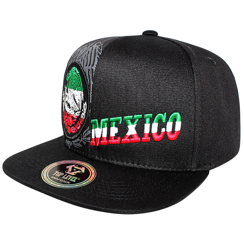 TOP LEVEL : MEXICO | Mexican Coat of Arms with Mexico Flag Colors Design Snapback Cap