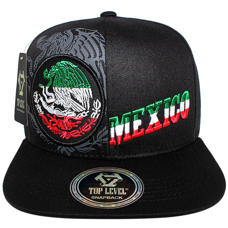 TOP LEVEL : MEXICO | Mexican Coat of Arms with Mexico Flag Colors Design Snapback Cap