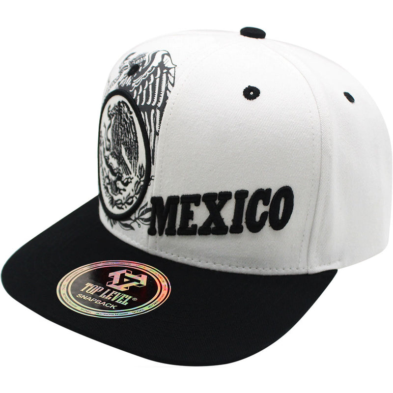 TOP LEVEL : MEXICO | Mexican Coat of Arms with Mexico Flag Colors Design Snapback Cap