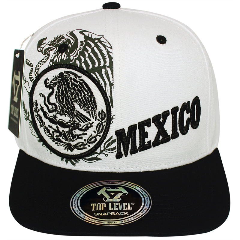 TOP LEVEL : MEXICO | Mexican Coat of Arms with Mexico Flag Colors Design Snapback Cap