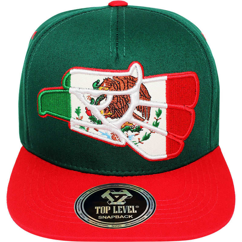 TOP LEVEL : MEXICO | Front-raised Mexican Eagle with Mexico Flag Design Snapback Cap