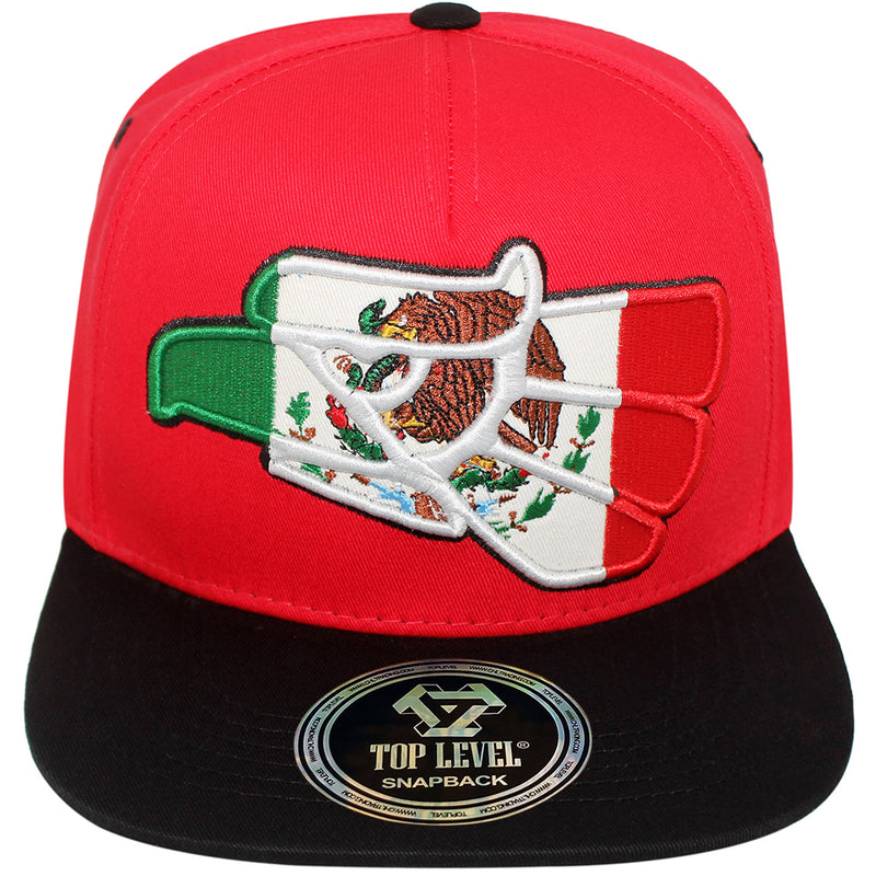 TOP LEVEL : MEXICO | Front-raised Mexican Eagle with Mexico Flag Design Snapback Cap