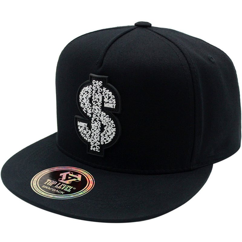 TOP LEVEL : MONEY | Dollar Sign with Rubber Patch Design Snapback Cap