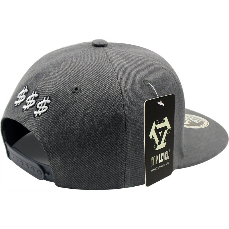 TOP LEVEL : MONEY | Dollar Sign with Rubber Patch Design Snapback Cap