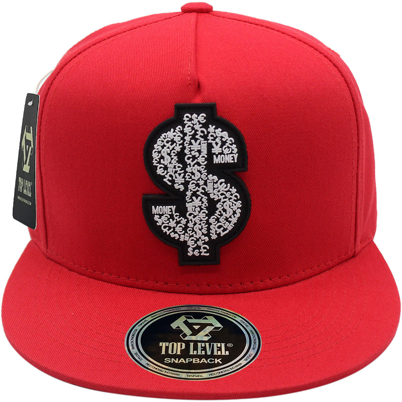 TOP LEVEL : MONEY | Dollar Sign with Rubber Patch Design Snapback Cap