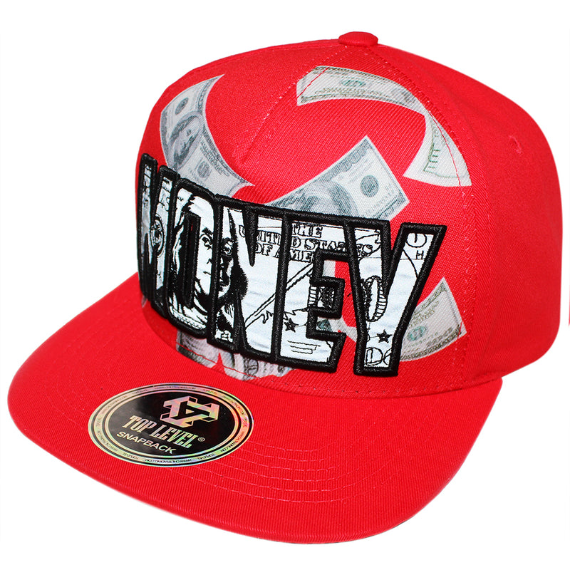 TOP LEVEL : MONEY | Reflective Patch & Dollar Bills Sublimation Print Design Snapback Cap