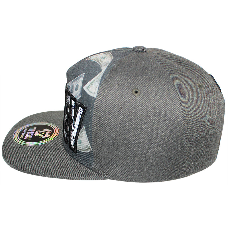 TOP LEVEL : MONEY | Reflective Patch & Dollar Bills Sublimation Print Design Snapback Cap