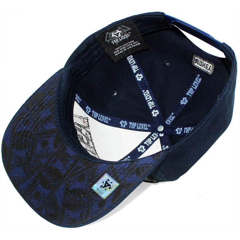 TOP LEVEL : MONEY | Reflective Patch & Dollar Bills Sublimation Print Design Snapback Cap