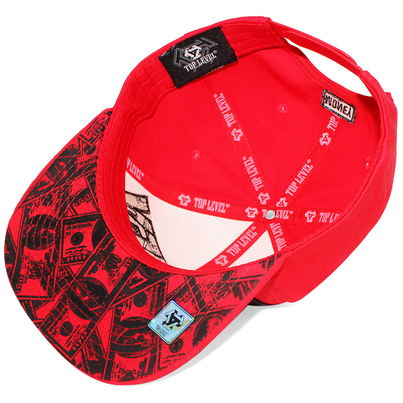 TOP LEVEL : MONEY | Reflective Patch & Dollar Bills Sublimation Print Design Snapback Cap