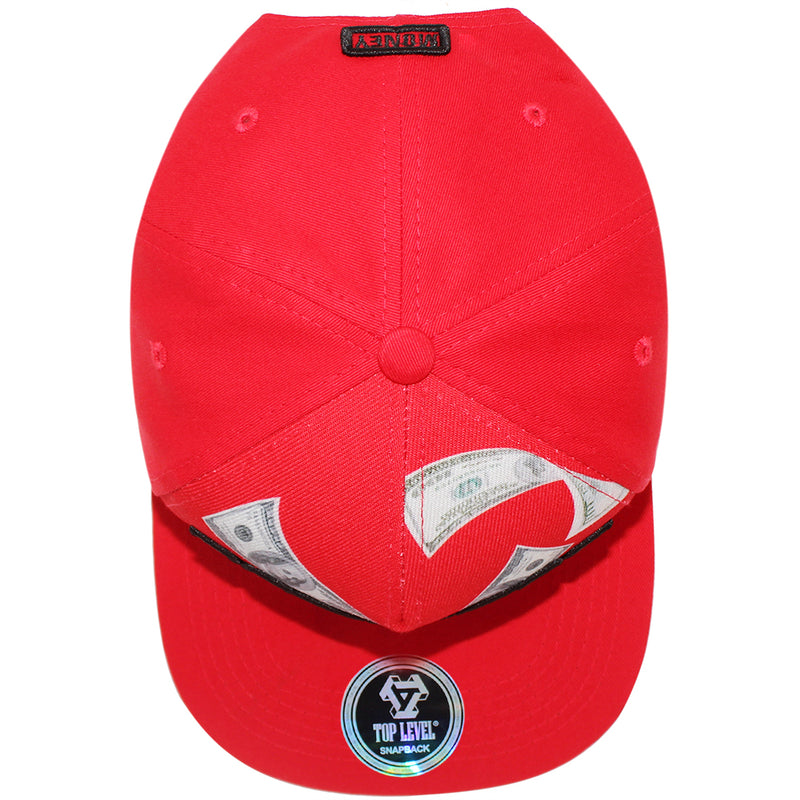 TOP LEVEL : MONEY | Reflective Patch & Dollar Bills Sublimation Print Design Snapback Cap