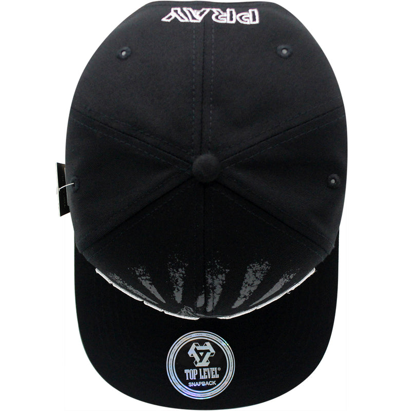 TOP LEVEL : PRAY | Front Raised Pray Verbiage Design with Prayer's Hand Print Design Snapback Cap