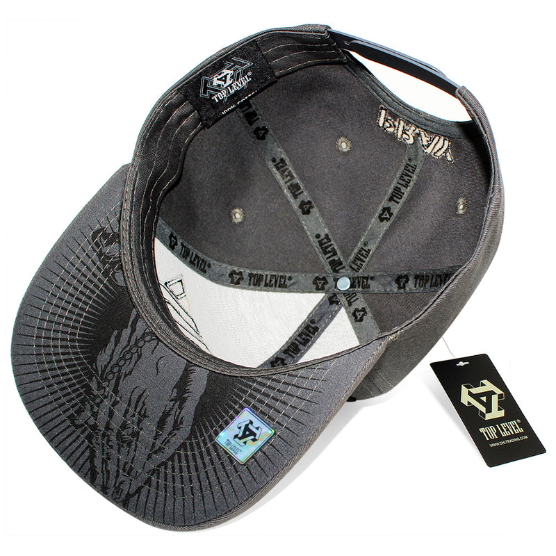 TOP LEVEL : PRAY | Front Raised Pray Verbiage Design with Prayer's Hand Print Design Snapback Cap