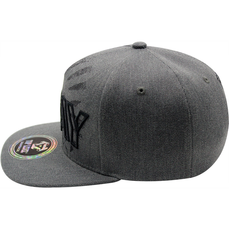 TOP LEVEL : PRAY | Front Raised Pray Verbiage Design with Prayer's Hand Print Design Snapback Cap