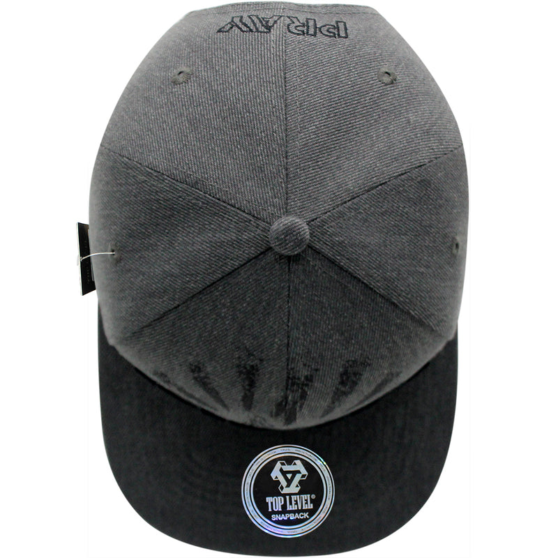 TOP LEVEL : PRAY | Front Raised Pray Verbiage Design with Prayer's Hand Print Design Snapback Cap