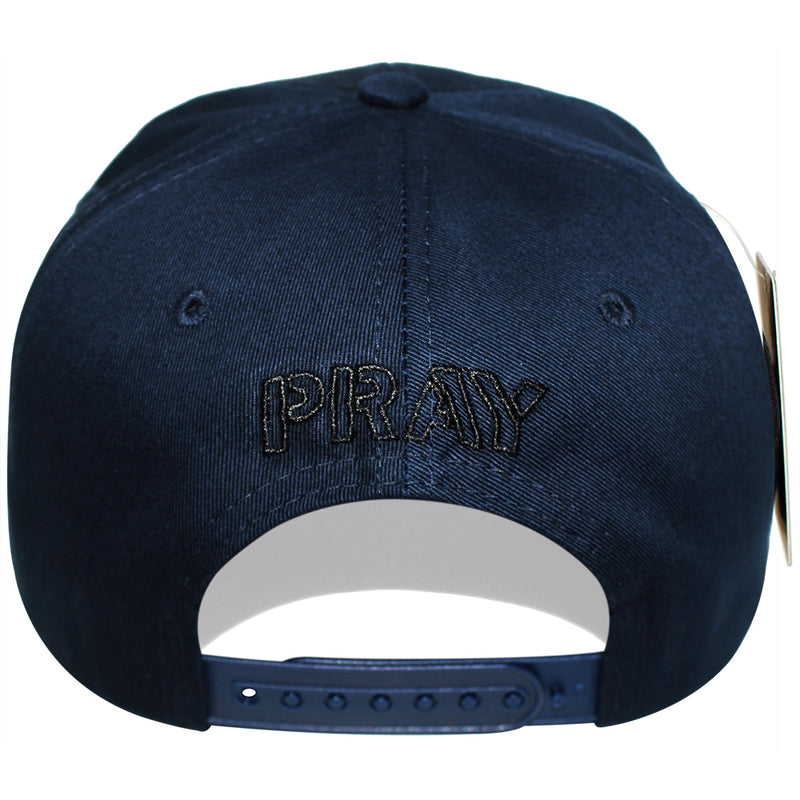 TOP LEVEL : PRAY | Front Raised Pray Verbiage Design with Prayer's Hand Print Design Snapback Cap