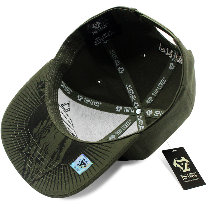 TOP LEVEL : PRAY | Front Raised Pray Verbiage Design with Prayer's Hand Print Design Snapback Cap