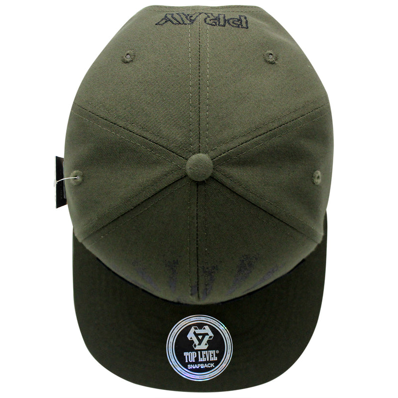 TOP LEVEL : PRAY | Front Raised Pray Verbiage Design with Prayer's Hand Print Design Snapback Cap