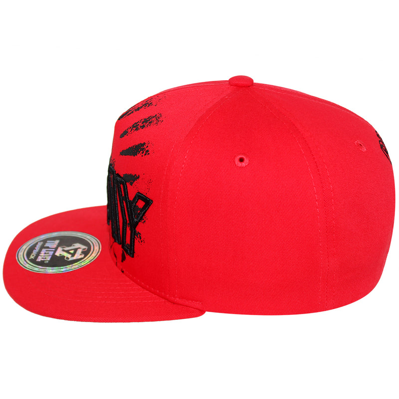 TOP LEVEL : PRAY | Front Raised Pray Verbiage Design with Prayer's Hand Print Design Snapback Cap